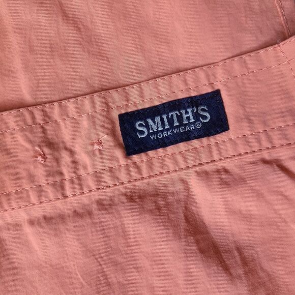 SMITH'S Workwear Salmon Short Sleeve Button Down Shirt Medium - Picture 6 of 9